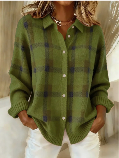 Women’s Casual Contrast Retro Plaid Sweater