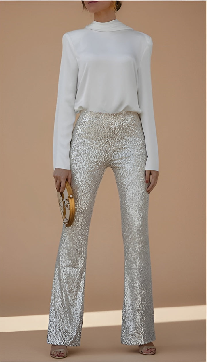 Elea Trousers – Sequins & Elastic Waist