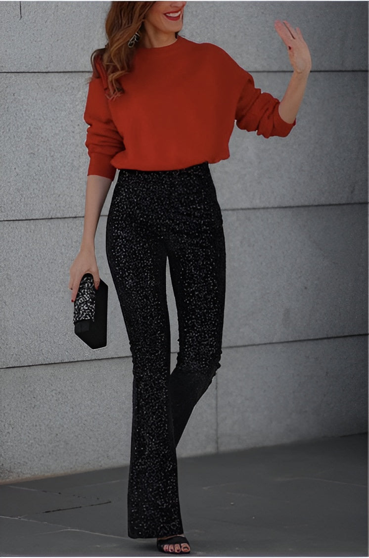 Elea Trousers – Sequins & Elastic Waist