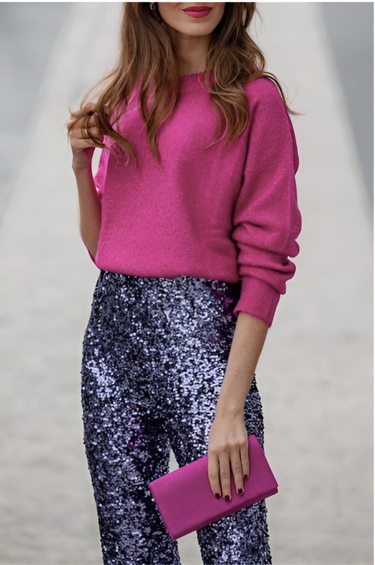 Elea Trousers – Sequins & Elastic Waist