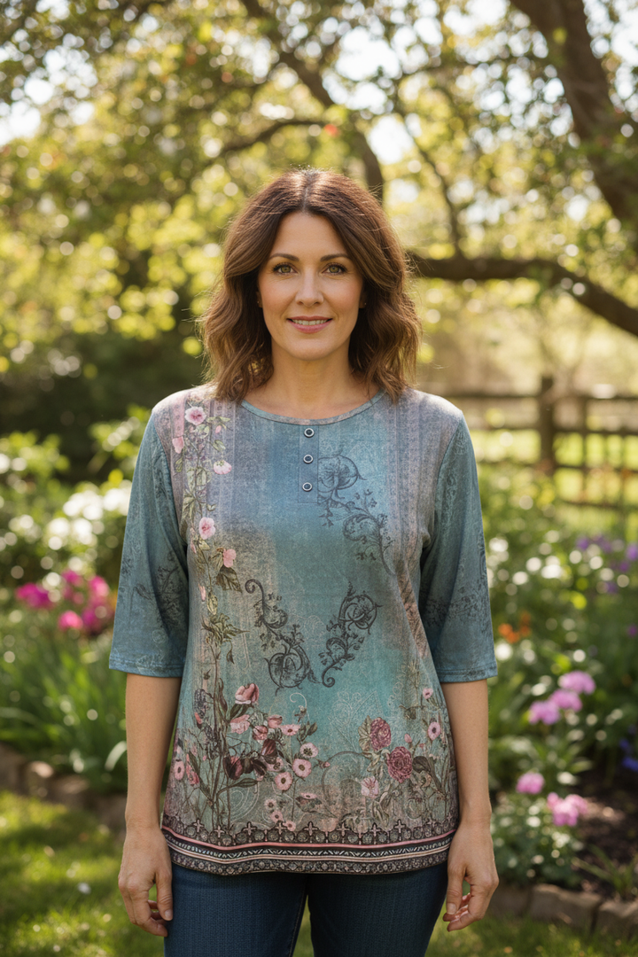 Soft Floral Pattern Casual Blouse